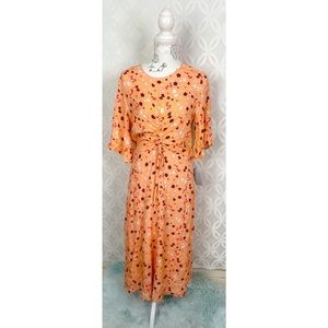 NSR Peach Floral Midi Dress